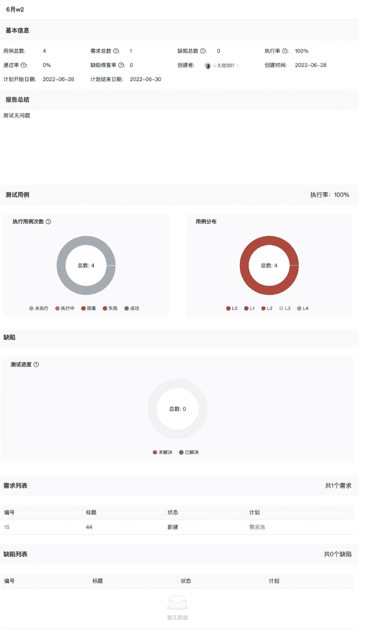 计划测试报表